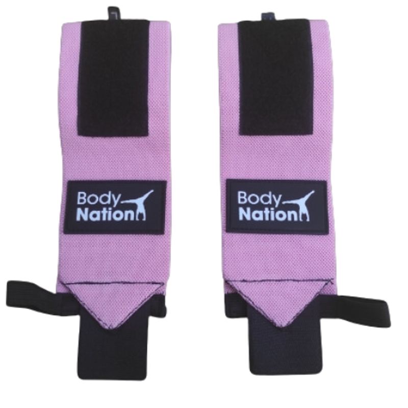 BODY NATION - Par de muñequeras deportivas elasticadas con velcro Pink