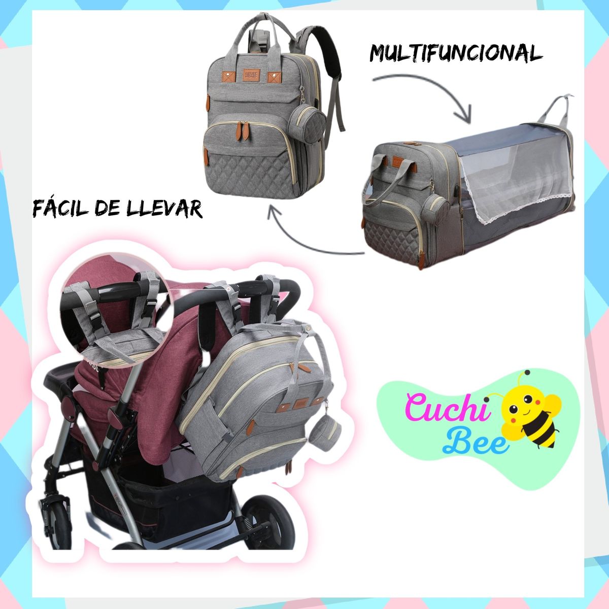 GENERICO - Bolso maternal infantil pañalera mochila multifuncional
