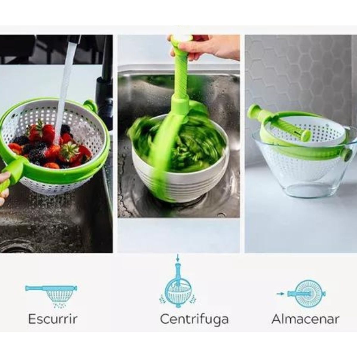 GENERICO - Centrifugador Escurridor Cesta Colador Verdura Fruta Cocina Color Ab