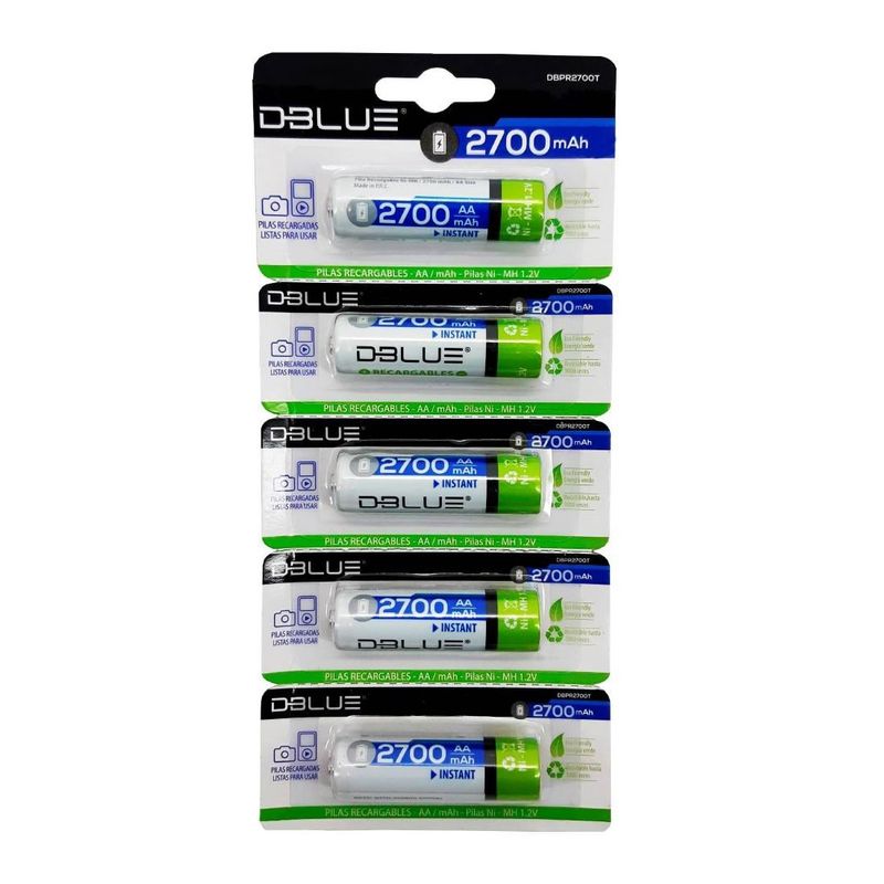 DBLUE - Pack 5 Pilas Recargables AA Dblue 2700mha DBPR2700T