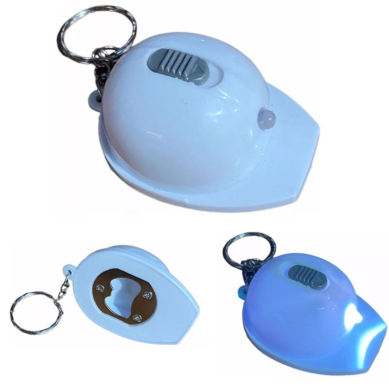 KUANGYE - 10 X Llavero Destapador De Botella + Linterna, Casco Blanco