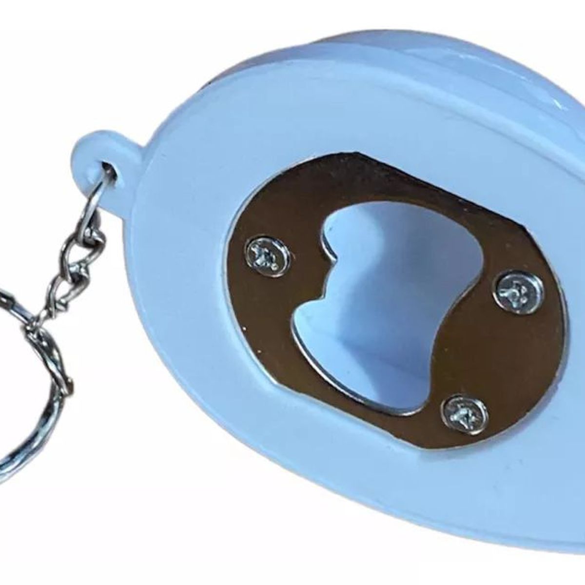 KUANGYE - 10 X Llavero Destapador De Botella + Linterna, Casco Blanco