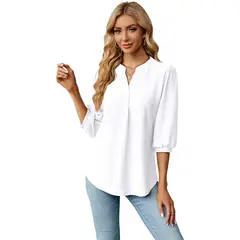 TIOZONEY - Blusa para Mujer Blanco