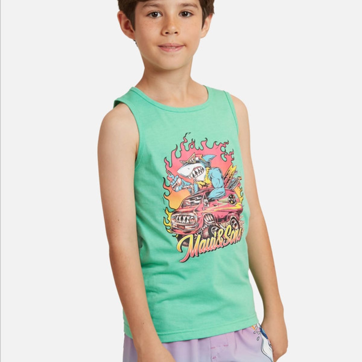 MAUI AND SONS - Polera Surf Racing Niño Verde Maui And Sons