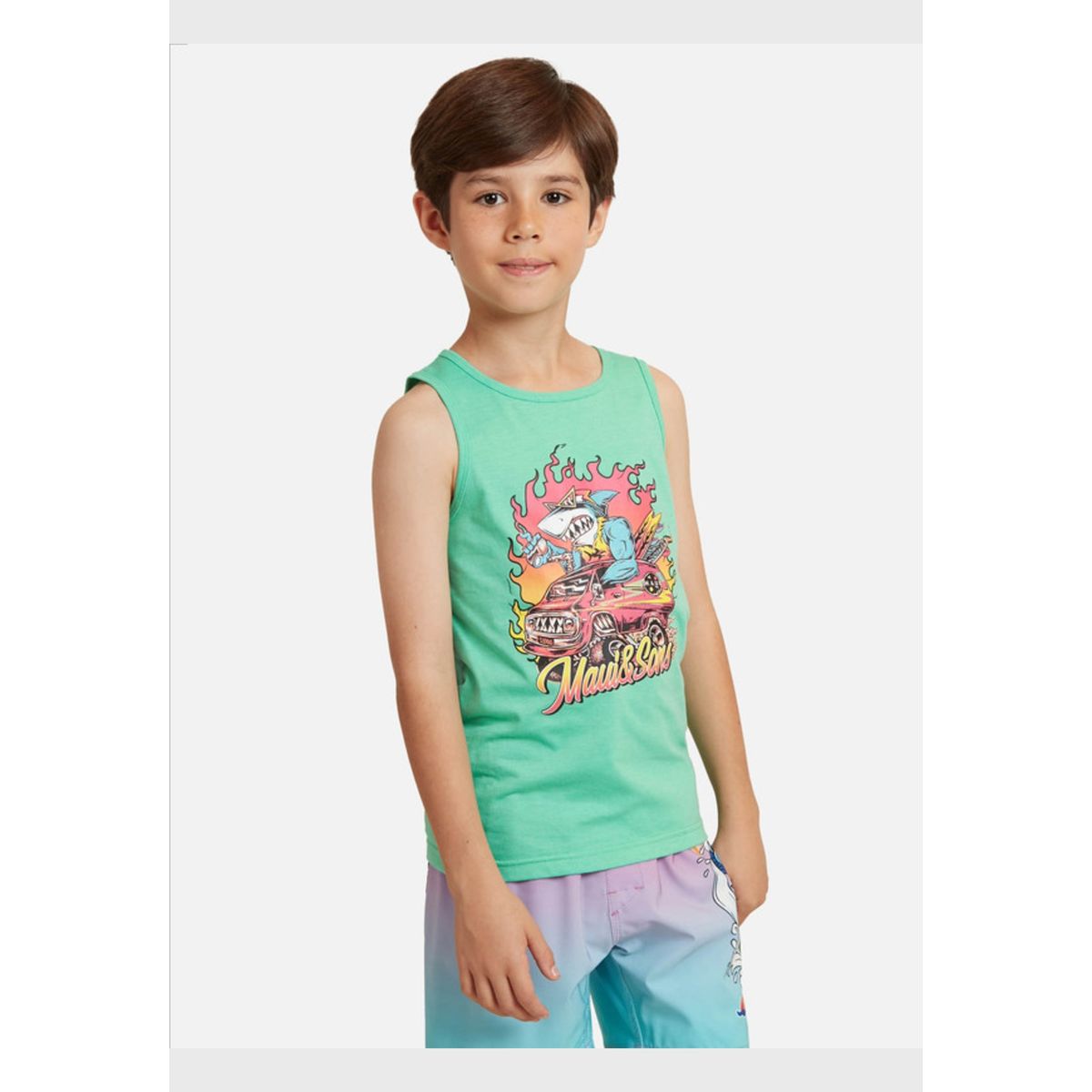 MAUI AND SONS - Polera Surf Racing Niño Verde Maui And Sons