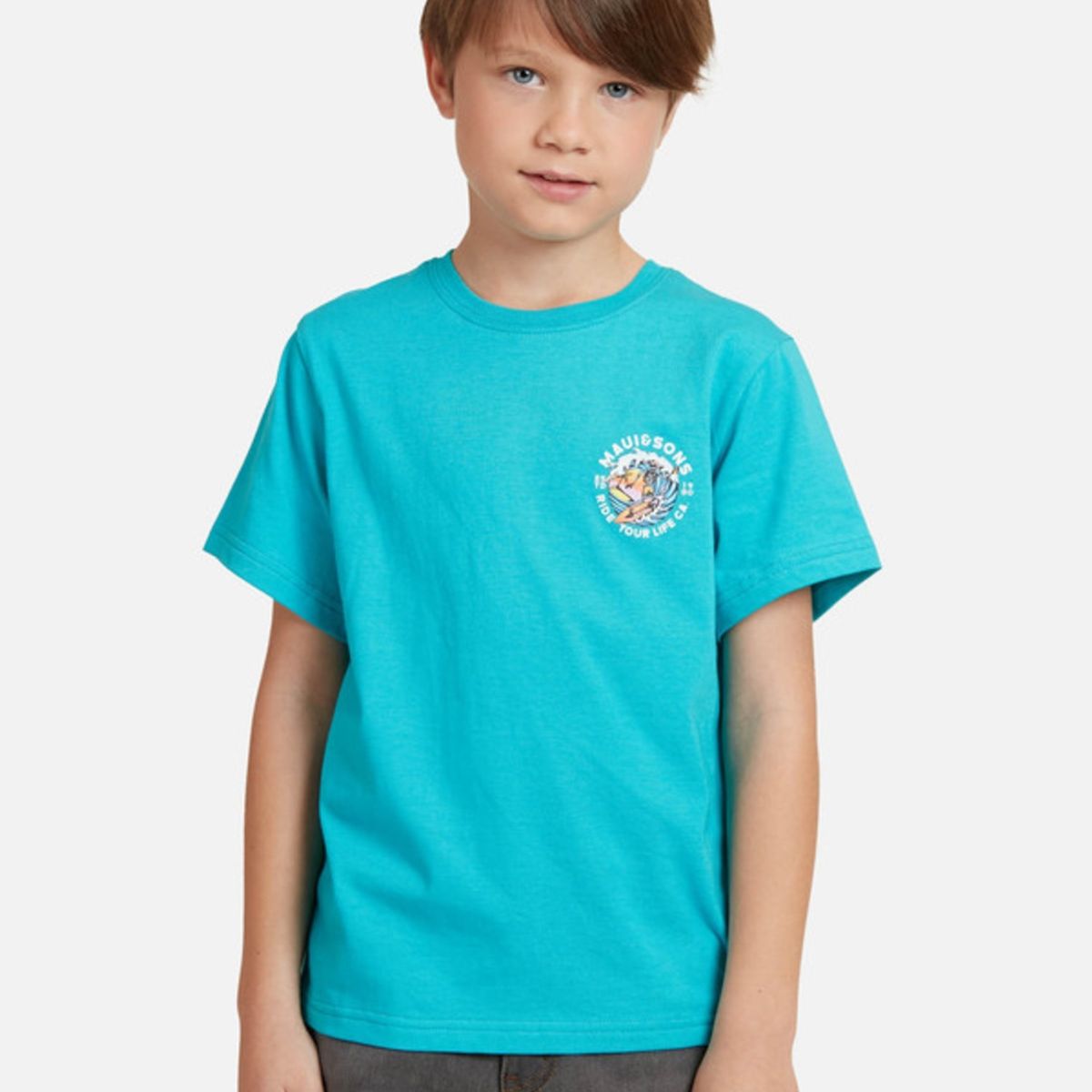 MAUI AND SONS - Polera Coctel Surf Niño Celeste Maui And Sons