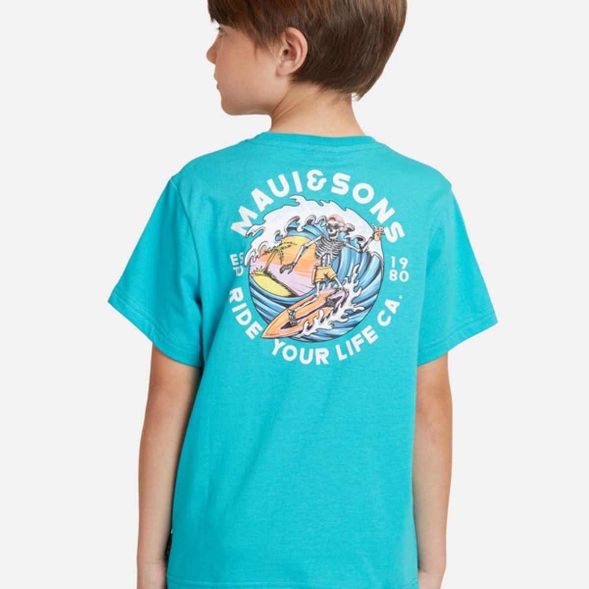 MAUI AND SONS - Polera Coctel Surf Niño Celeste Maui And Sons