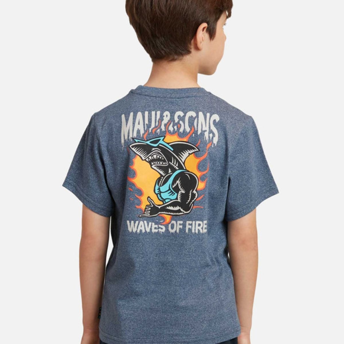 MAUI AND SONS - Polera Wave Of Fire Niño Azul Maui And Sons