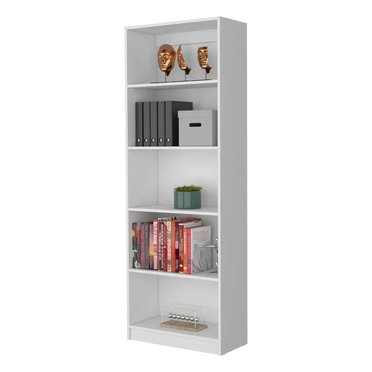 FMFURNITURE - Estante Biblioteca 4 Repisas Blanco 1806x628x29 cm…