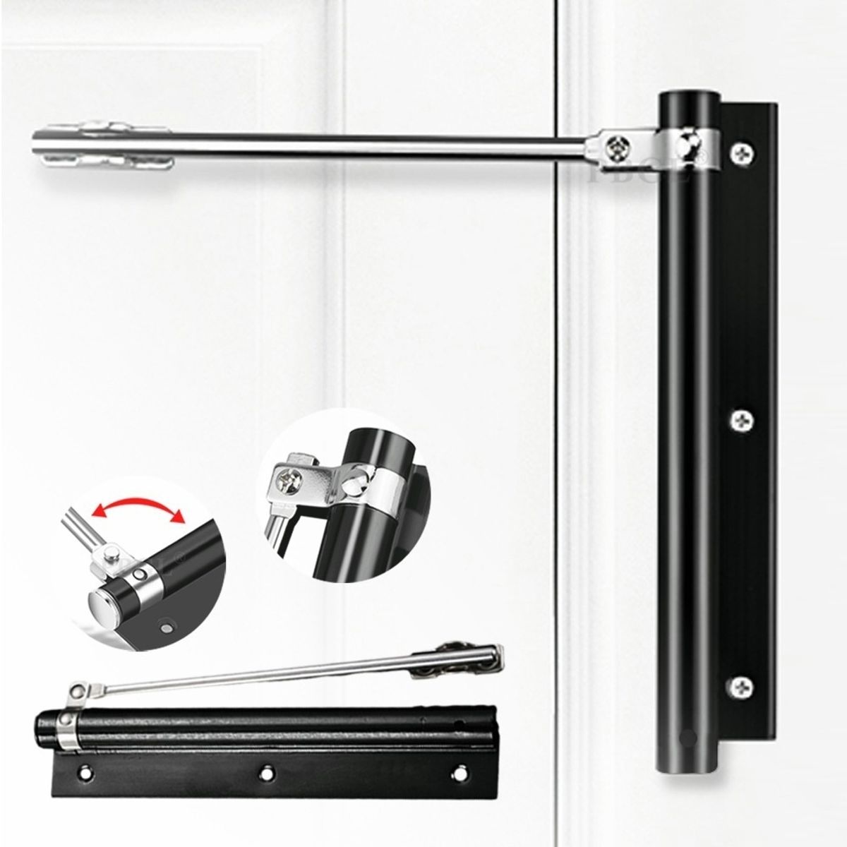 U BUY - Cierrapuertas Automático Resorte De Acero Inoxidable negro