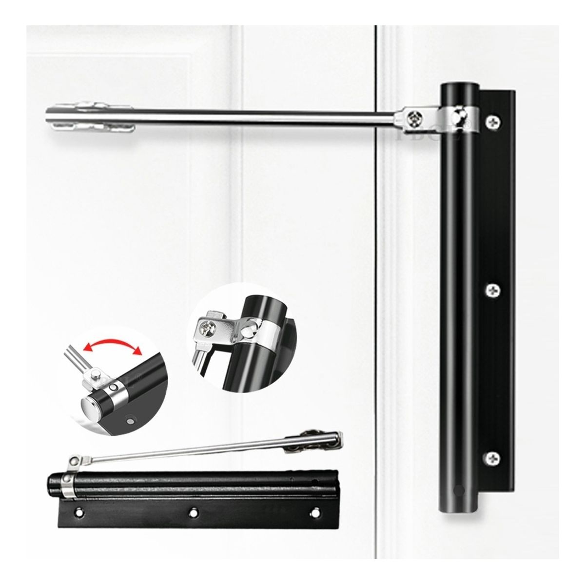 U BUY - Cierrapuertas Automático Resorte De Acero Inoxidable negro