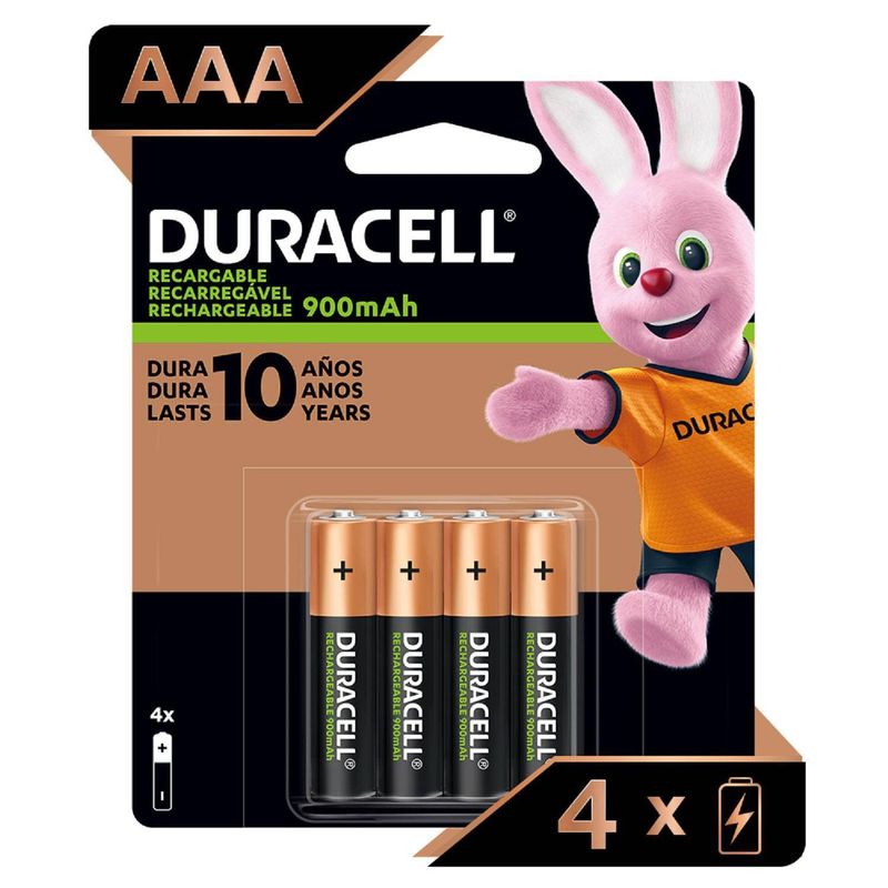 DURACELL - Pack 4 Pilas AAA Recargables Duracell 900mAh