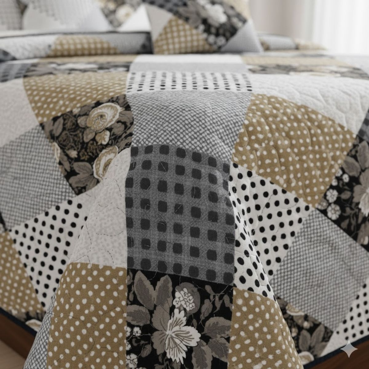 GENERICO - CUBRECAMA  2 PLAZA QUILT DE VERANO DISEÑO ESTAMPADO DE CUADRO