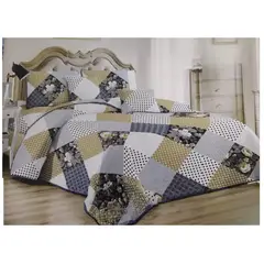 GENERICO - CUBRECAMA 2 PLAZA QUILT DE VERANO DISEÑO ESTAMPADO DE CUADRO