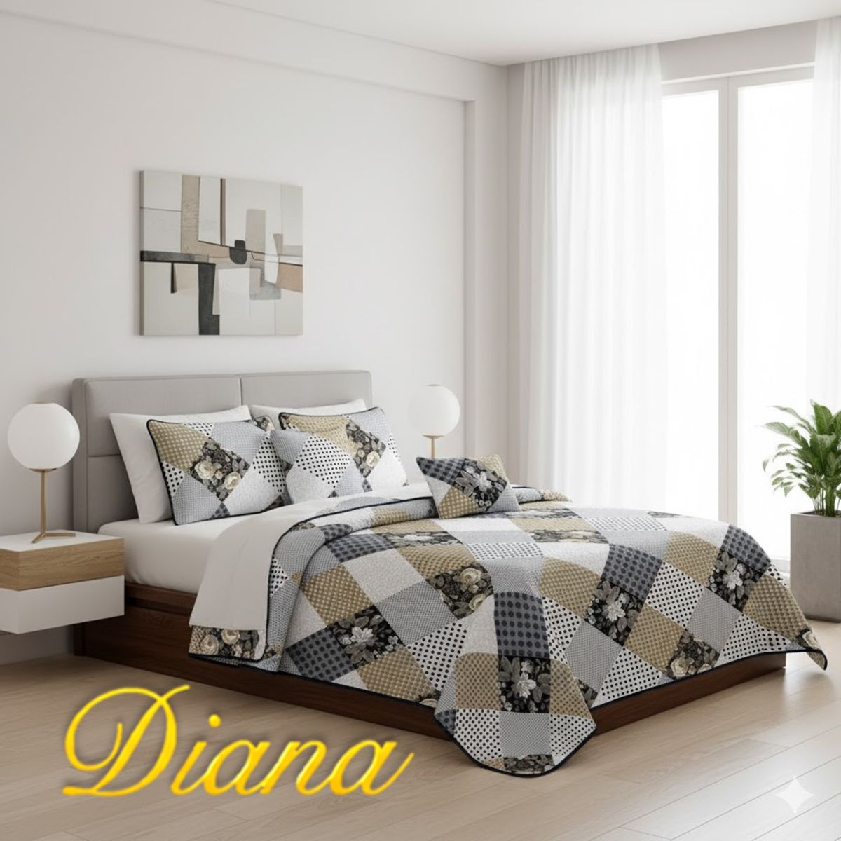 GENERICO - CUBRECAMA  2 PLAZA QUILT DE VERANO DISEÑO ESTAMPADO DE CUADRO