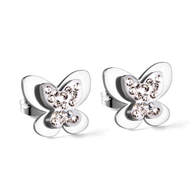 GENERICO - Aros de Acero Look Mariposa con Piedrería - Monarca Steel