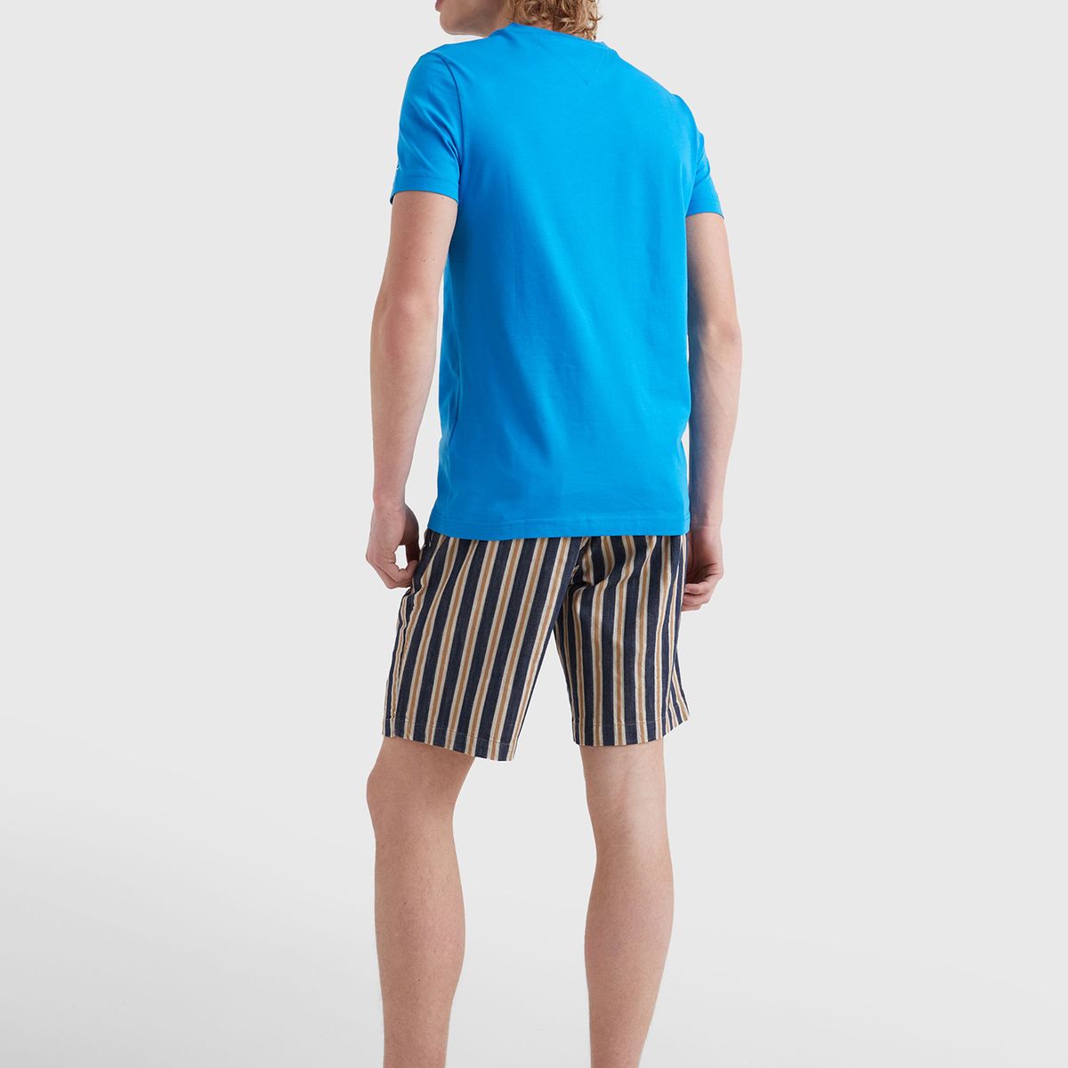 TOMMY HILFIGER - Polera Organic Cotton Con Logo Slim Fit Celeste Tommy Hilfiger