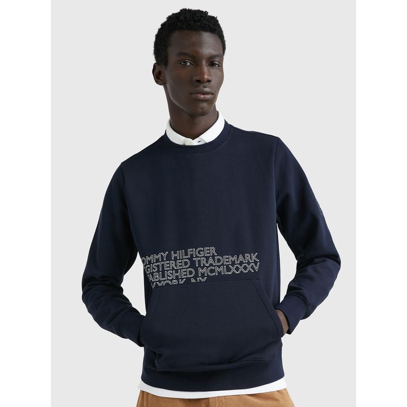 TOMMY HILFIGER - Polerón Flex Relaxed Logo Azul Hombre
