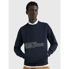 TOMMY HILFIGER - Polerón Flex Relaxed Logo Azul Hombre