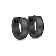 GENERICO - Aros de Acero Huggie Negro - Ibiza Black - 12mm