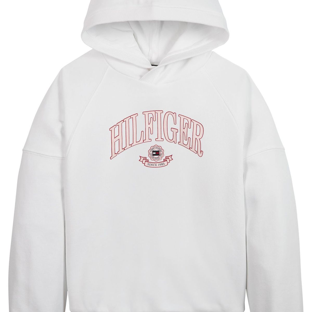 TOMMY HILFIGER - Polerón Hoodie Varsity Con Cierre Blanco Niña