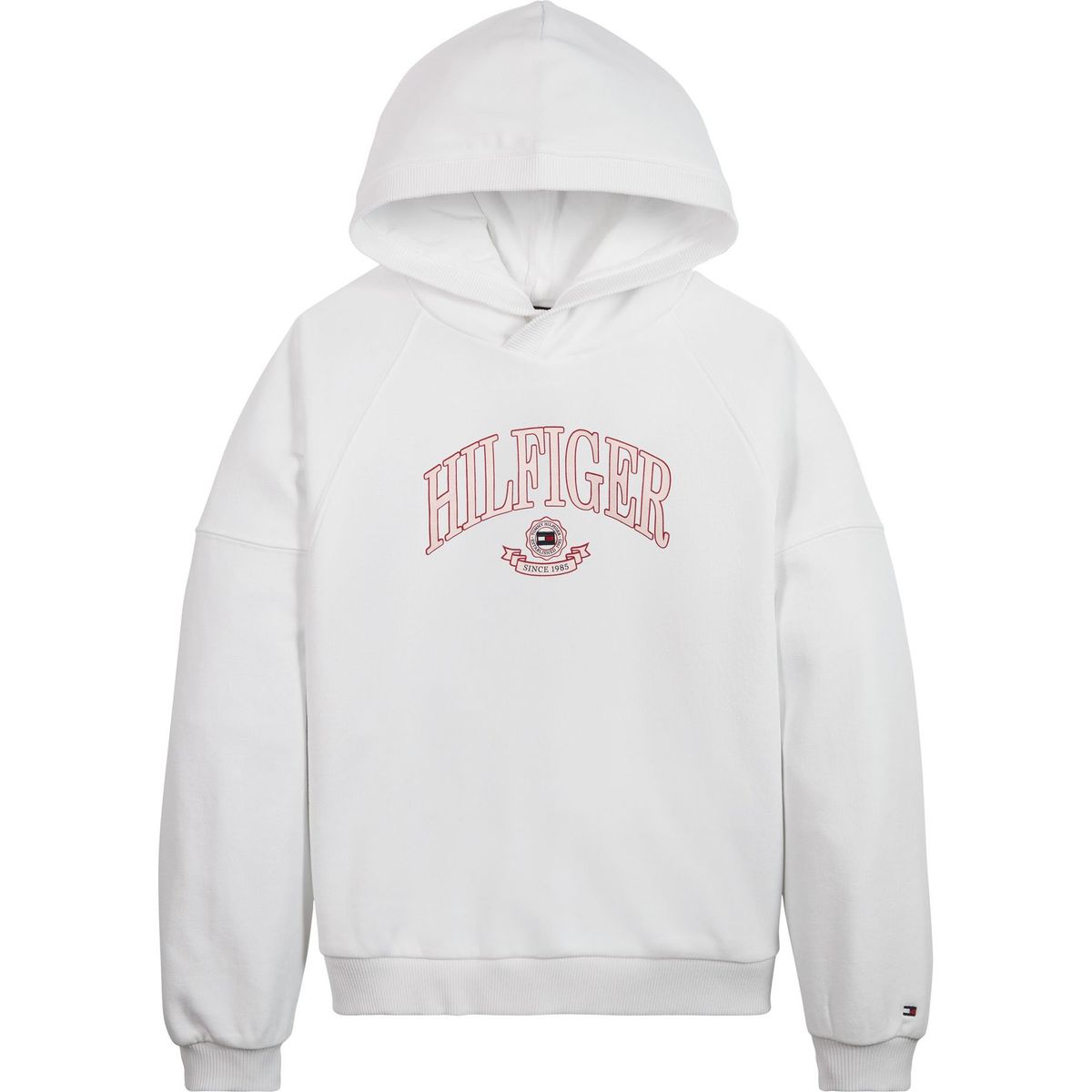 TOMMY HILFIGER - Polerón Hoodie Varsity Con Cierre Blanco Niña