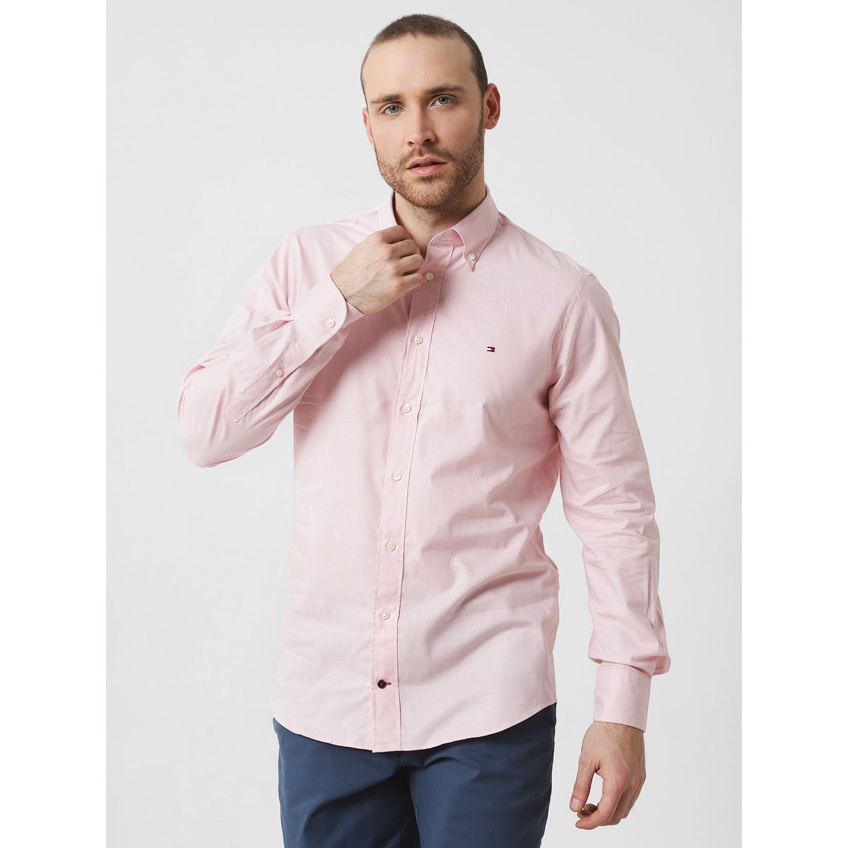 TOMMY HILFIGER - Camisa Hairline A Rayas Regular Fit Rosado Tommy Hilfiger