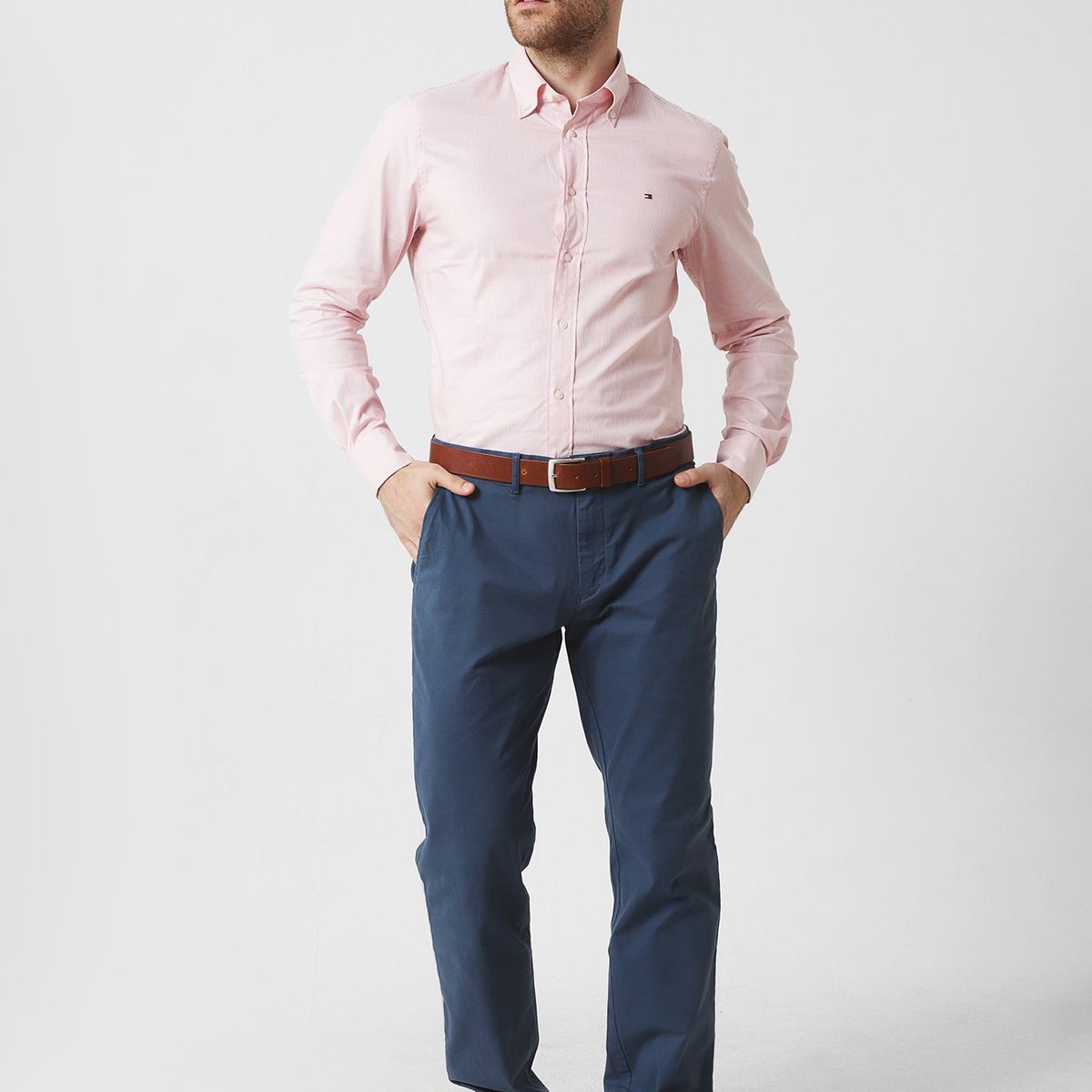 TOMMY HILFIGER - Camisa Hairline A Rayas Regular Fit Rosado Tommy Hilfiger