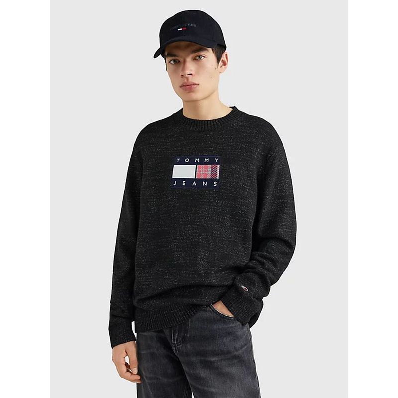 TOMMY HILFIGER - Sweater Relaxed Flag Tartan Negro Hombre