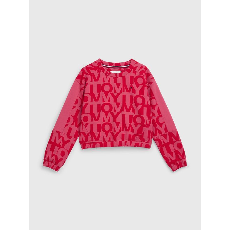 TOMMY HILFIGER - Polerón Crop Con Logo Rojo Niña