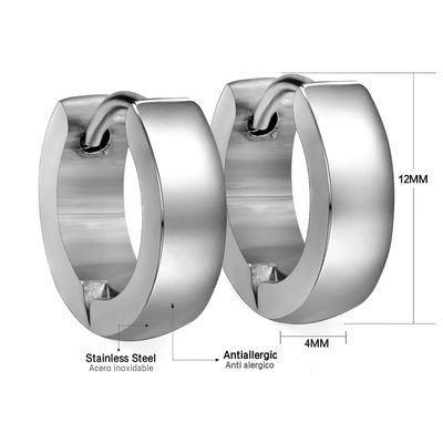 Imagen 2 del producto Aros de Acero Huggie - Ibiza Steel - 12mm