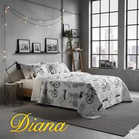 CUBRECAMA QUILT DE VERANO 2 PLAZA DISEÑO MODERNO CON ESTAMPADO DE BICICLETAS