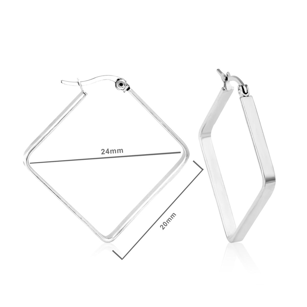 GENERICO - Aros de Acero Argolla Cuadrado 24mm - Anais Steel