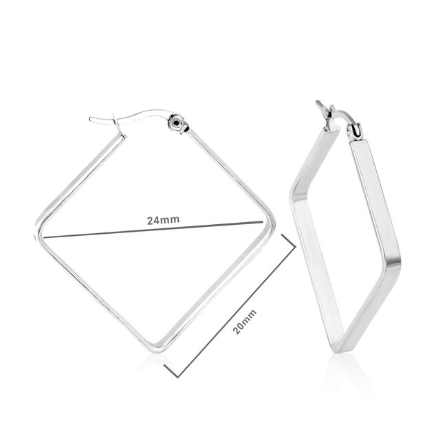 GENERICO - Aros de Acero Argolla Cuadrado 24mm - Anais Steel