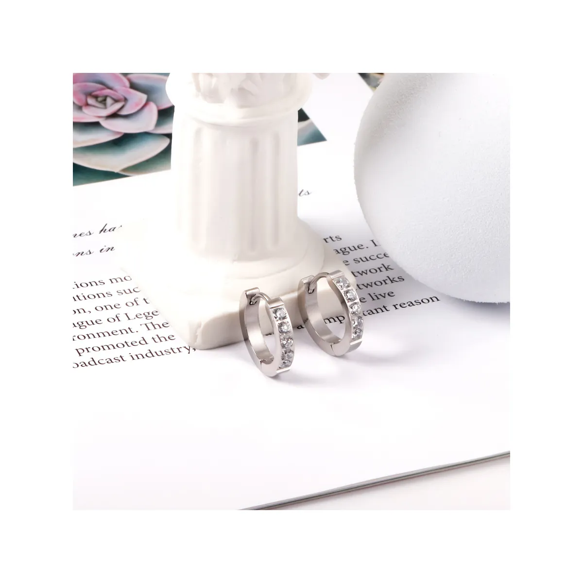 GENERICO - Aros de Acero Argolla con Piedreria - Lisboa Steel