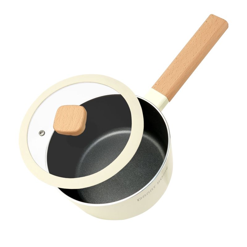 DANNY HOME - Olla de alumninio forjado tapa cristal y silicona mango madera 18cm