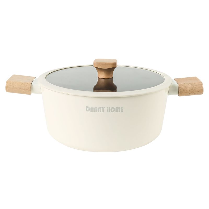 DANNY HOME - Olla cacerola de alumninio forjado con tapa cristal y silicona  20cm
