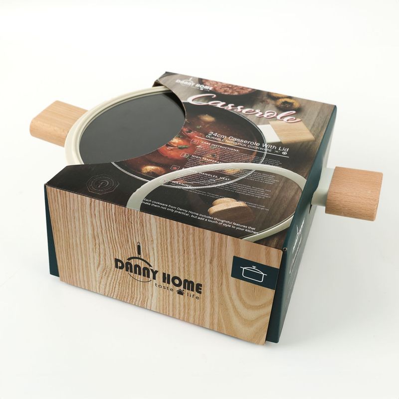 DANNY HOME - Olla Cacerola de Alumninio Forjado con Tapa Cristal y Silicona  24cm