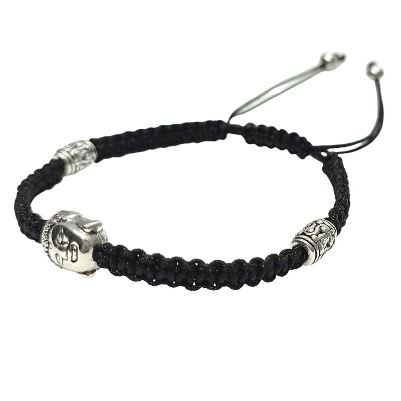 GENERICO - Pulsera Artesanal Hilo Negro con dije de Buda