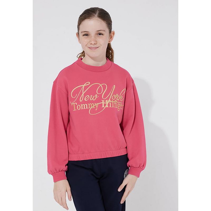 TOMMY HILFIGER - Polerón Con Logo New York City Rosa Niña