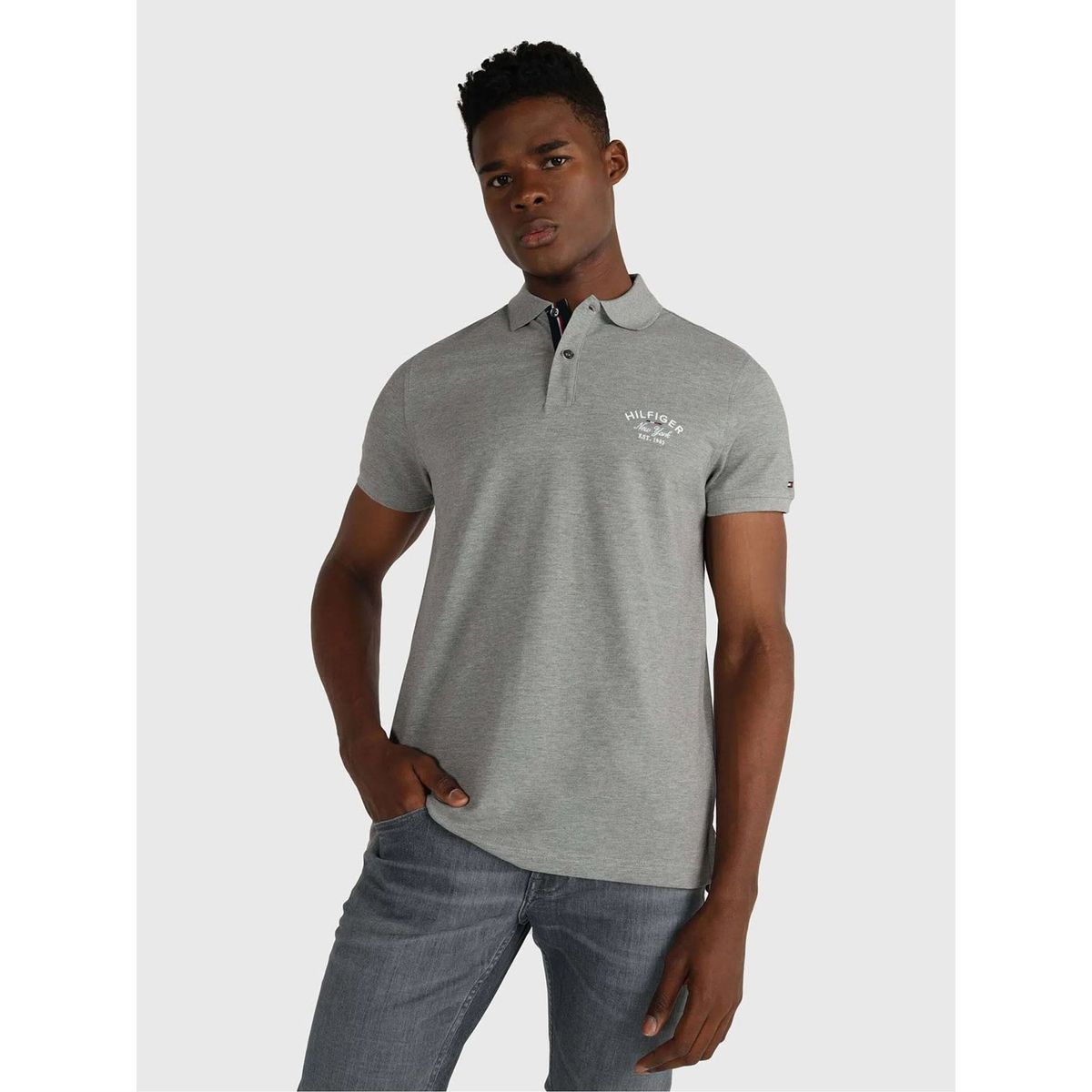 TOMMY HILFIGER - Polo Logo Bordado Regular Fit Gris Hombre