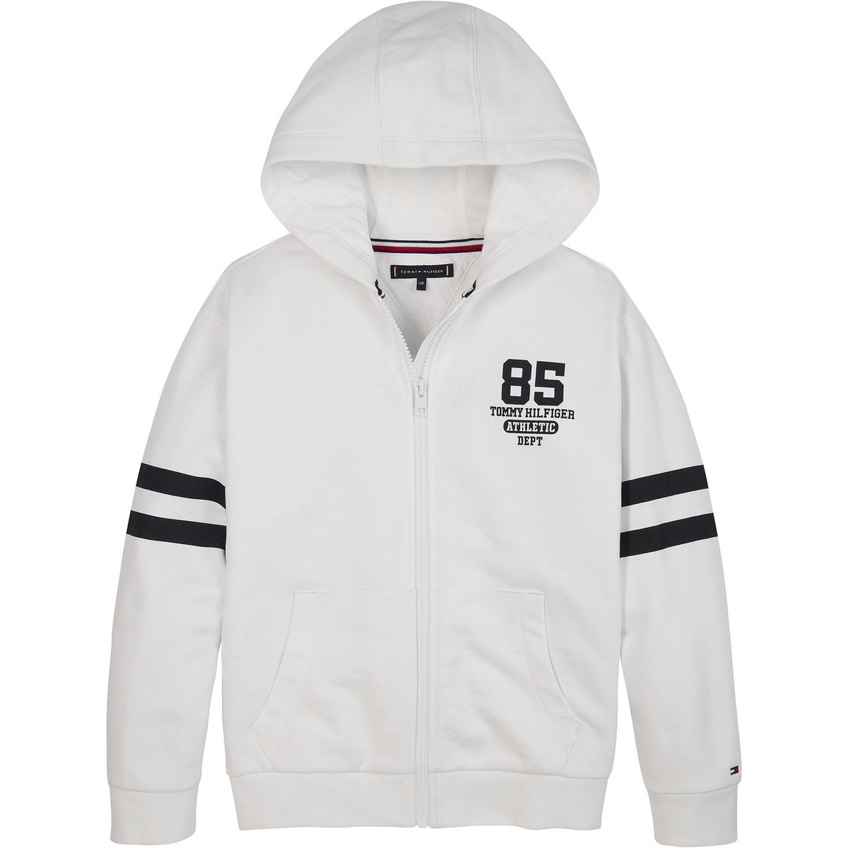 TOMMY HILFIGER - Polerón Hoodie College Con Cierre Blanco Niño