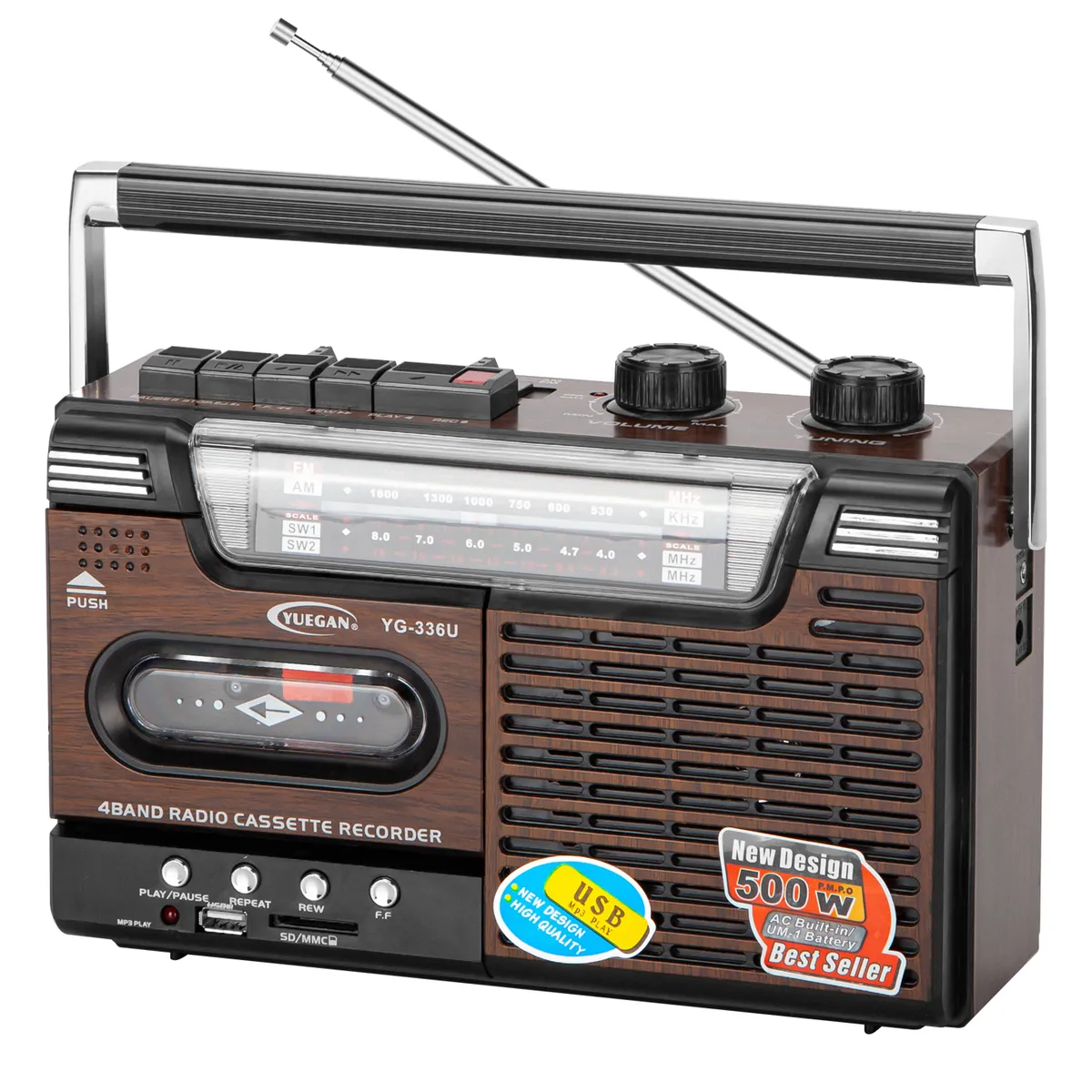 VIDITA - Radio Cassette Retro Vintage Antigua AmFm MP3 SD USB 220V a Pilas