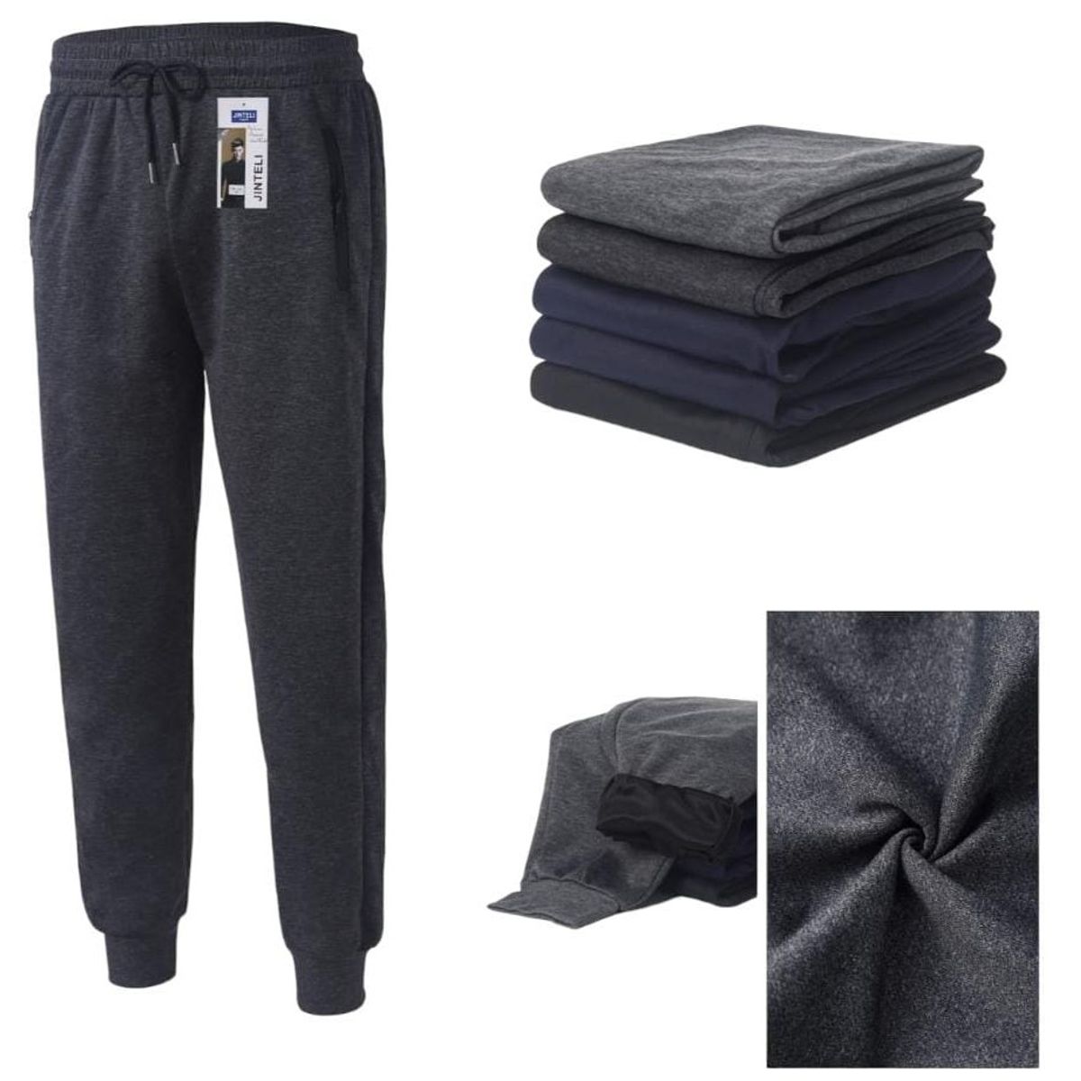 AGW - Pack 3 Pantalones Buzo Hombre Sin Polar/Con Puño Deportivo