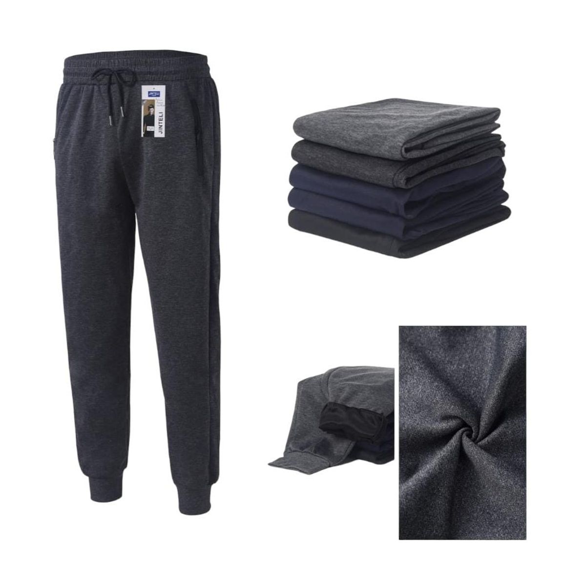 AGW - Pack 3 Pantalones Buzo Hombre Sin Polar/Con Puño Deportivo