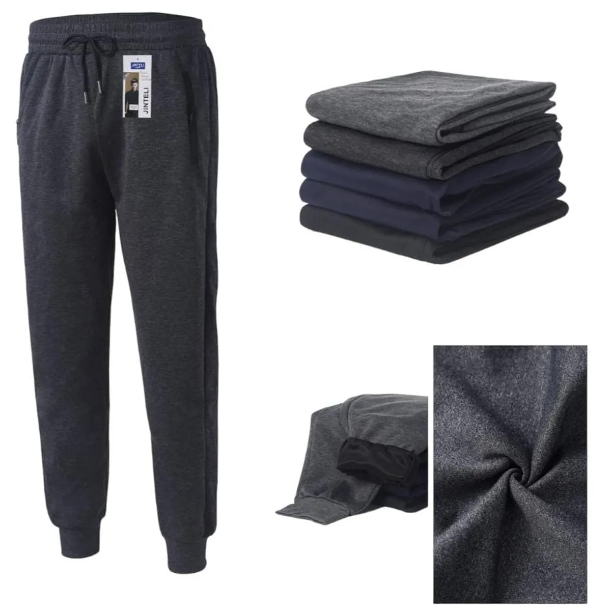 AGW - Pack 3 Pantalones Buzo Hombre Sin Polar/Con Puño Deportivo
