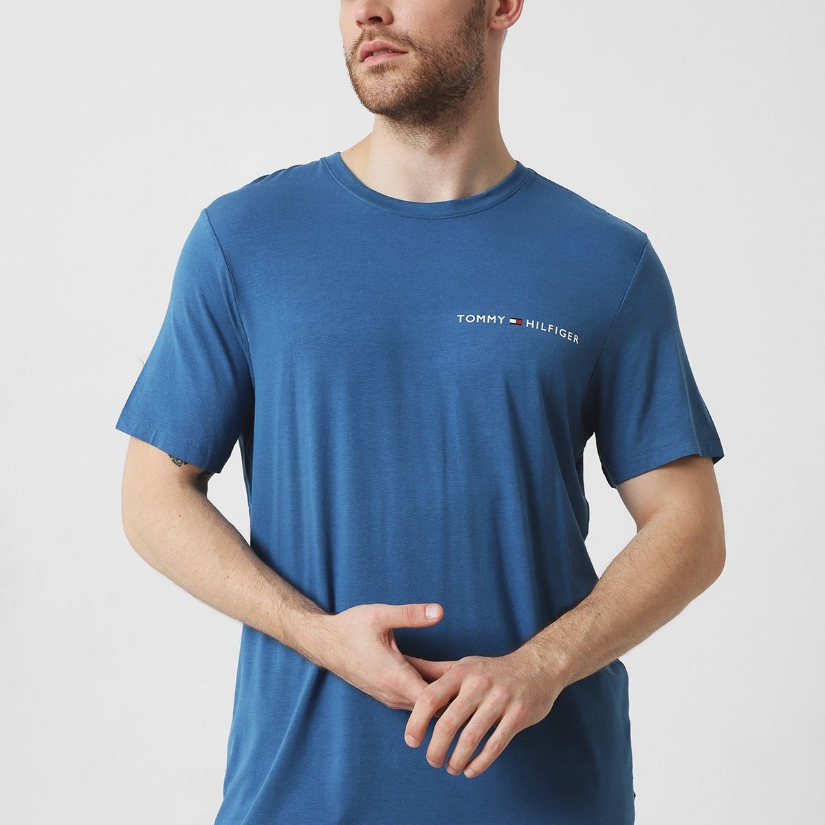 TOMMY HILFIGER - Camiseta C-Neck Manga Corta Azul Hombre