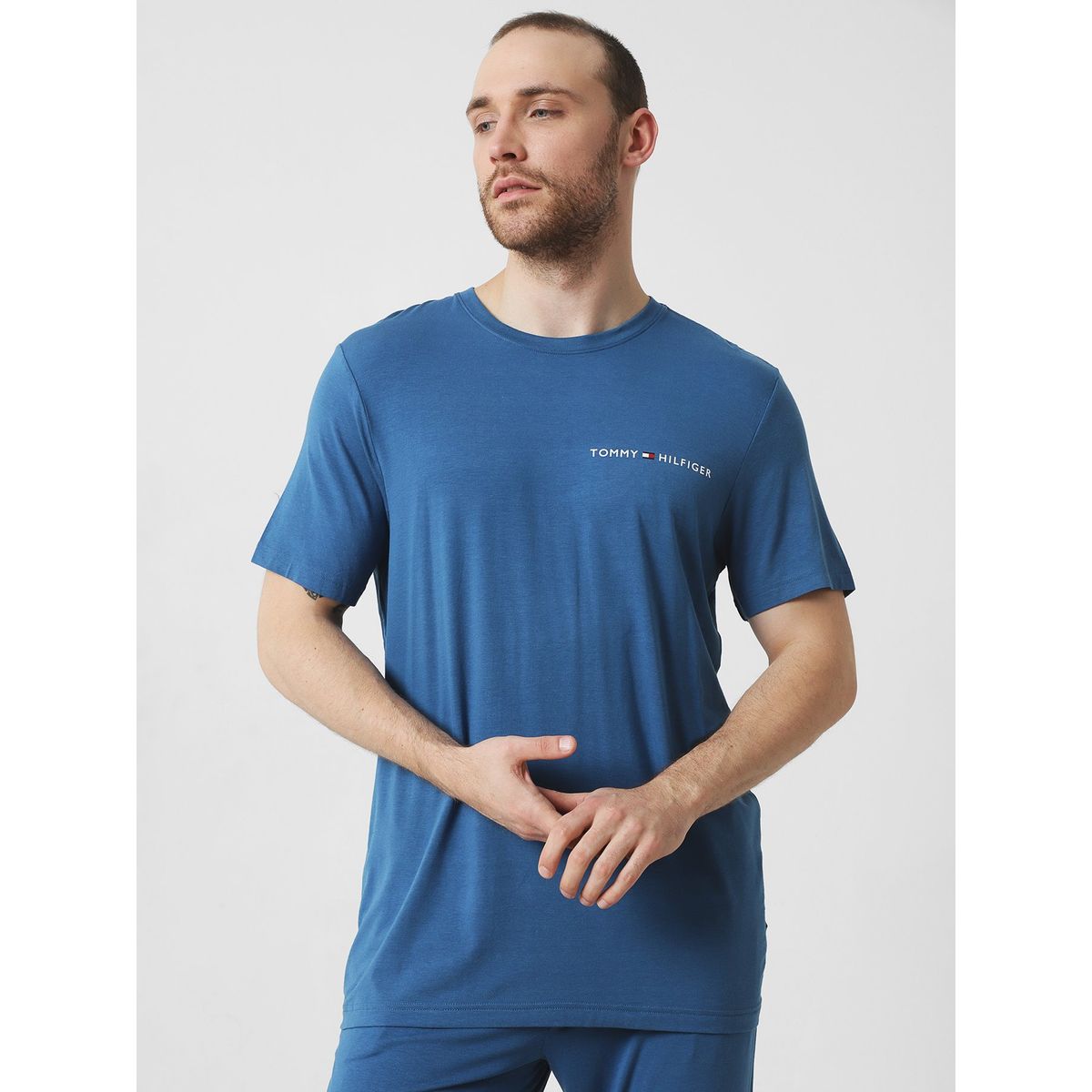 TOMMY HILFIGER - Camiseta C-Neck Manga Corta Azul Hombre