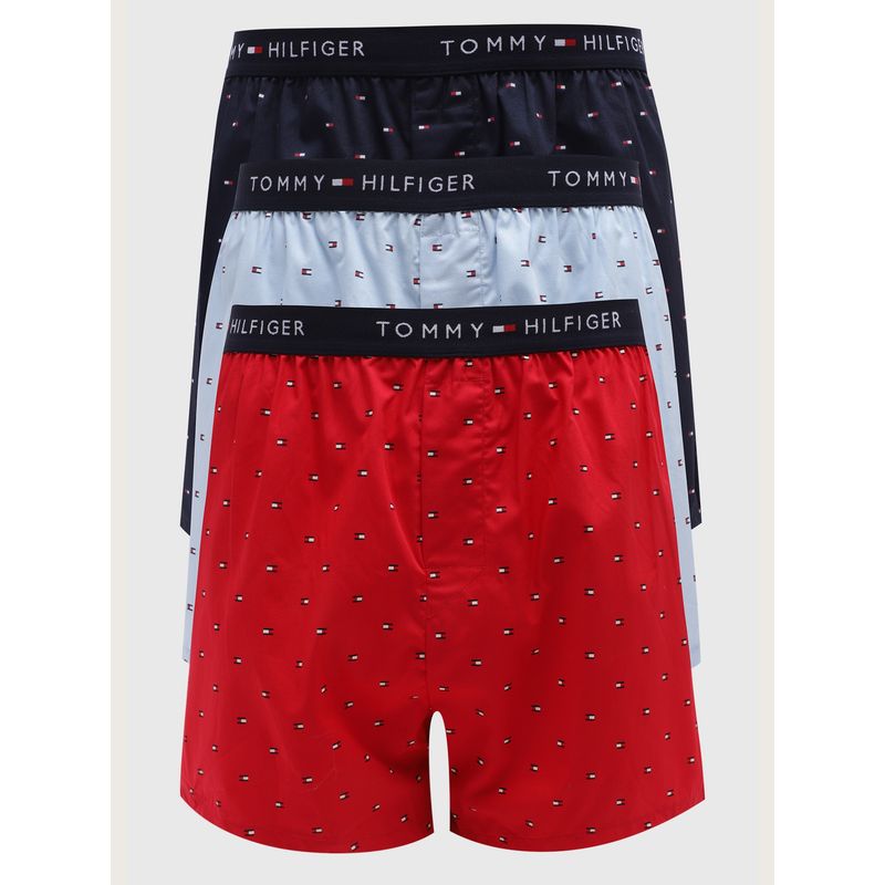 TOMMY HILFIGER - Pack De 3 Bóxer Classic Slim De Algodón Rojo Hombre.-
