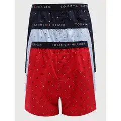 TOMMY HILFIGER - Pack De 3 Bóxer Classic Slim De Algodón Rojo Hombre.-